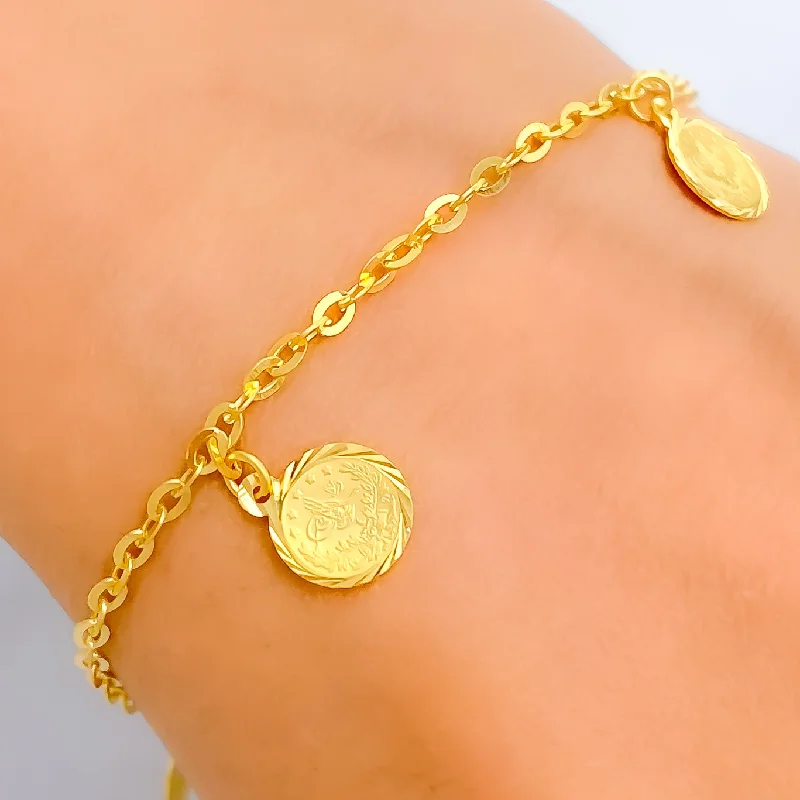 Women’s stackable bangles-Classic Alluring 21k Gold Coin Bracelet