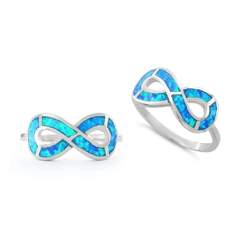 Women’s infinity rings-Blue Opal Infinity Ring