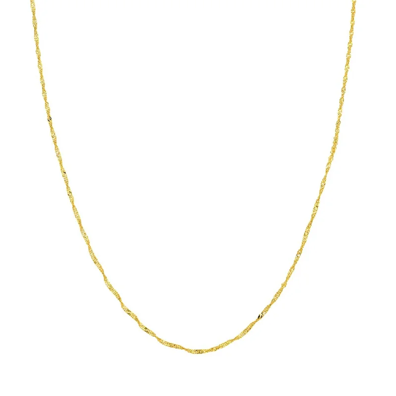 Women’s wide band rings-Curata 14k Yellow Gold 1.4mm Singapore Chain Necklace (Spring Ring)