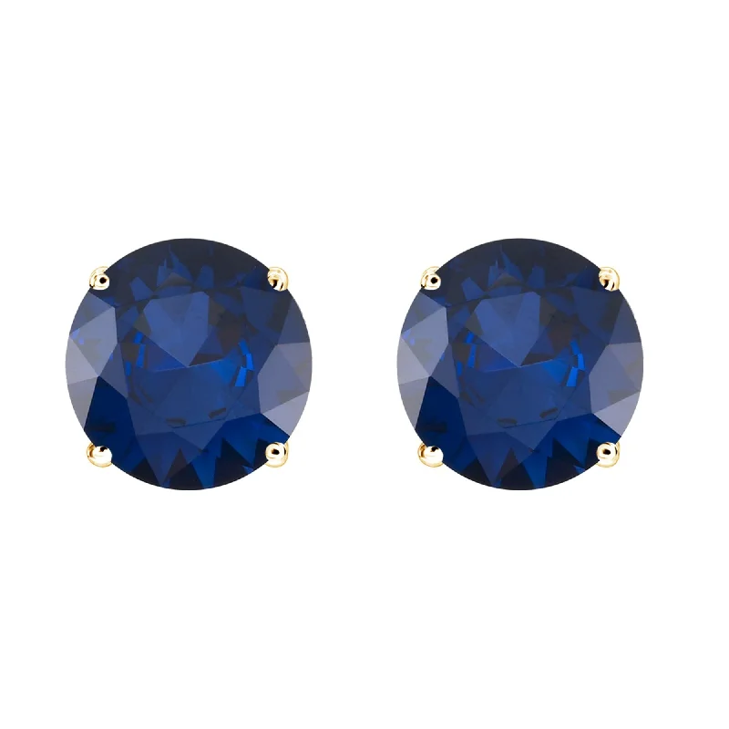 Women’s sterling silver rings-Yellow Gold with Blue Sapphire Stud Earrring