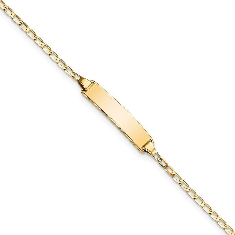 Women’s leather bracelets-14k Yellow Gold 3.5mm Flat Curb Link ID Bracelet, 7"