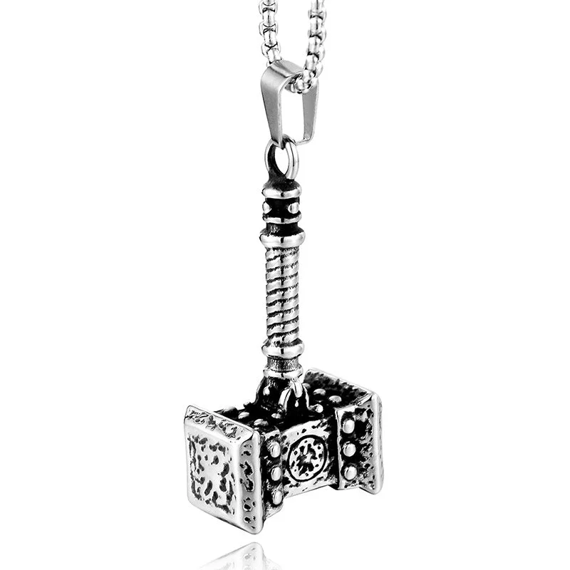 Women’s engagement necklaces-Hip-hop Retro Hammer Titanium Steel Plating Pendant Necklace