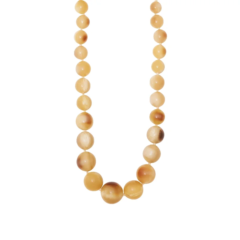 Women’s pearl and diamond necklaces-Vintage Horn Color Bead Necklace