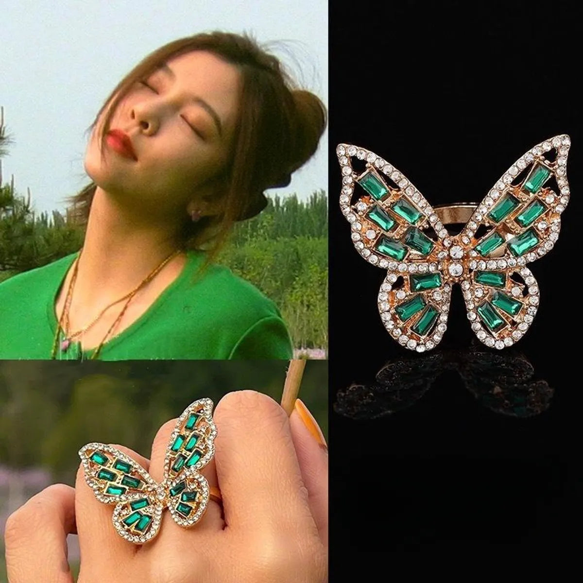 Women’s birthstone rings-Simple Style Classic Style Butterfly Copper Inlay Rhinestones Rings