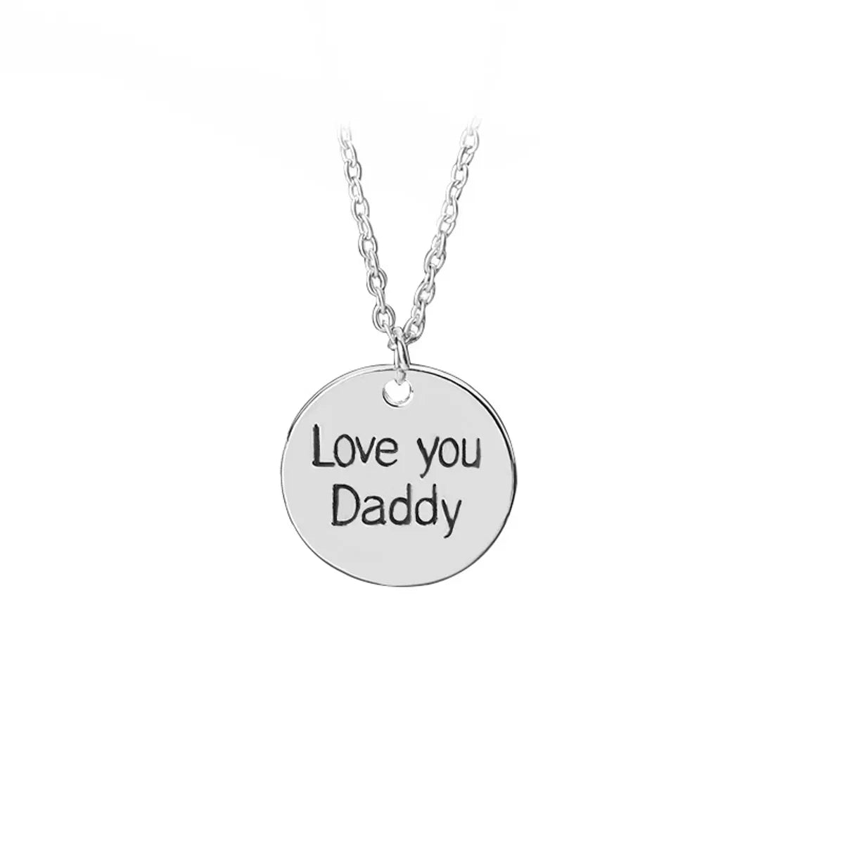 Women’s fashion necklaces-Simple Creative Father's Day Gift Glossy Alloy Round Letter Dripping Oil Necklace