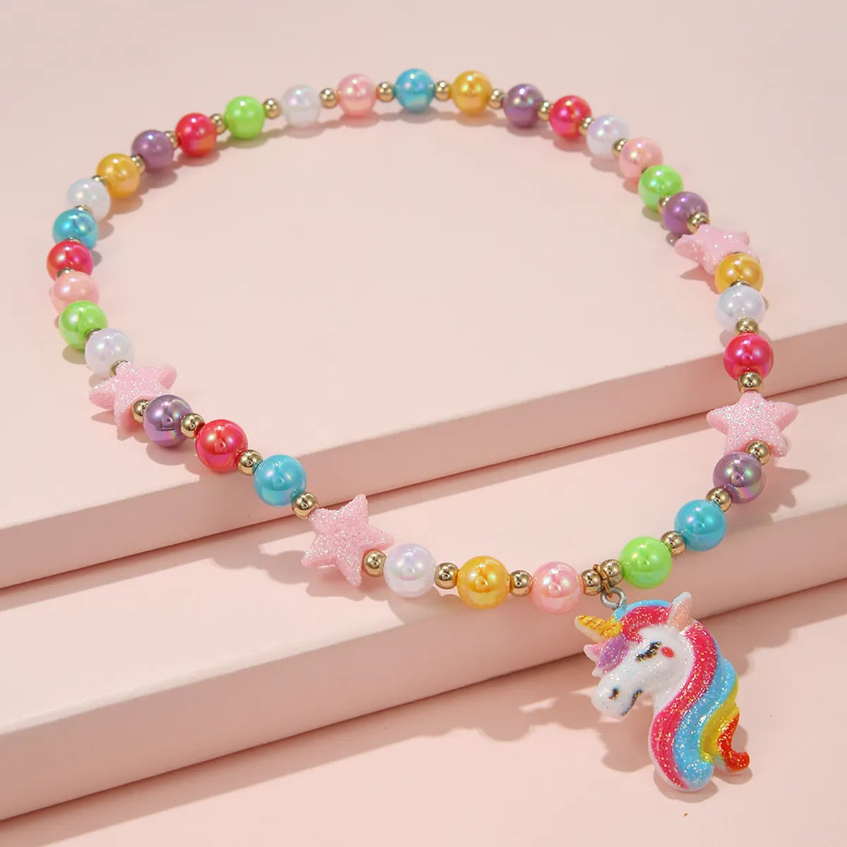 Women’s floral necklaces-Simple Style Star Unicorn Plastic Resin Beaded Handmade Girl's Necklace 1 Piece