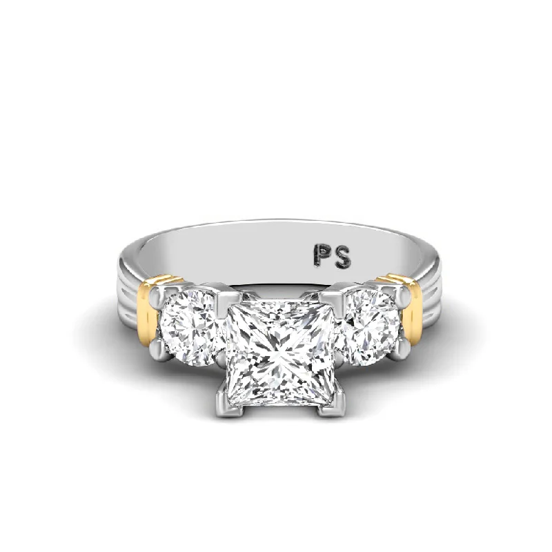 Women’s engagement rings with colored diamonds-0.85-2.00 CT Round & Princess Cut Diamonds - Engagement Ring