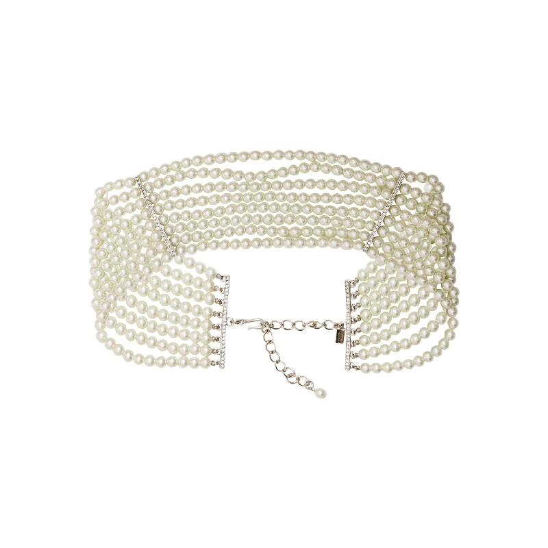 Women’s dainty necklaces-Eight Row Pearl Choker