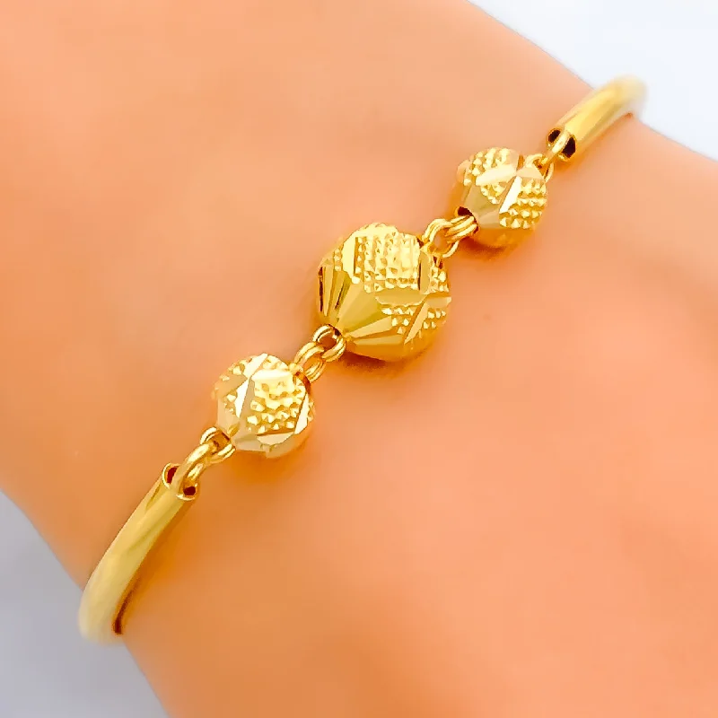 Women’s stackable bangles-Luxurious Alluring 22k Gold Orb Flexi Bangle Bracelet