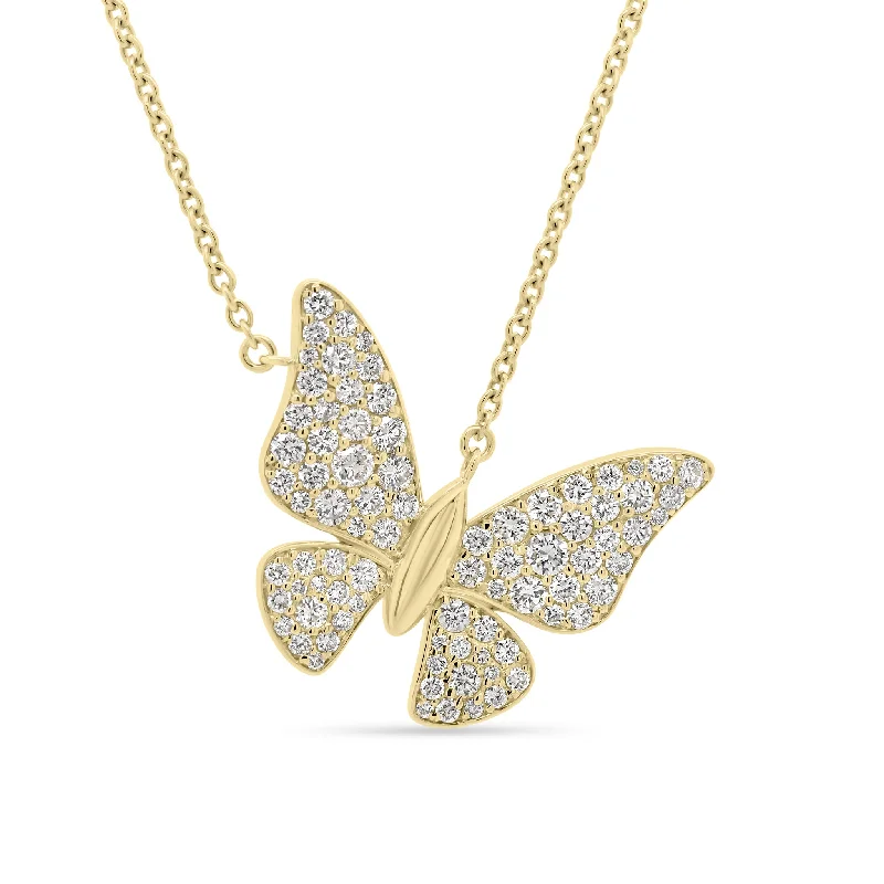 Women’s luxury diamond necklaces-Diamond Fluttery Butterfly Necklace