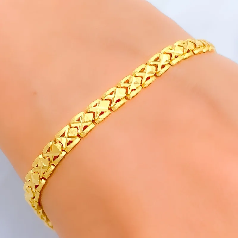 Women’s gold cuff bracelets-Versatile Adorned 22k Gold Bracelet