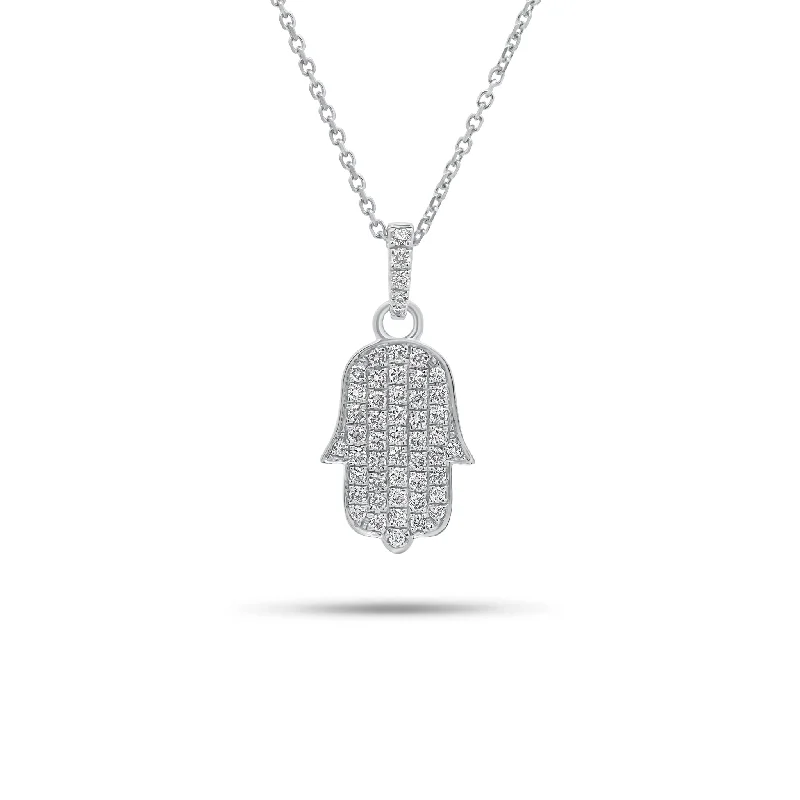 Women’s pendant charm necklaces-0.39 ct Diamond Hamsa Pendant