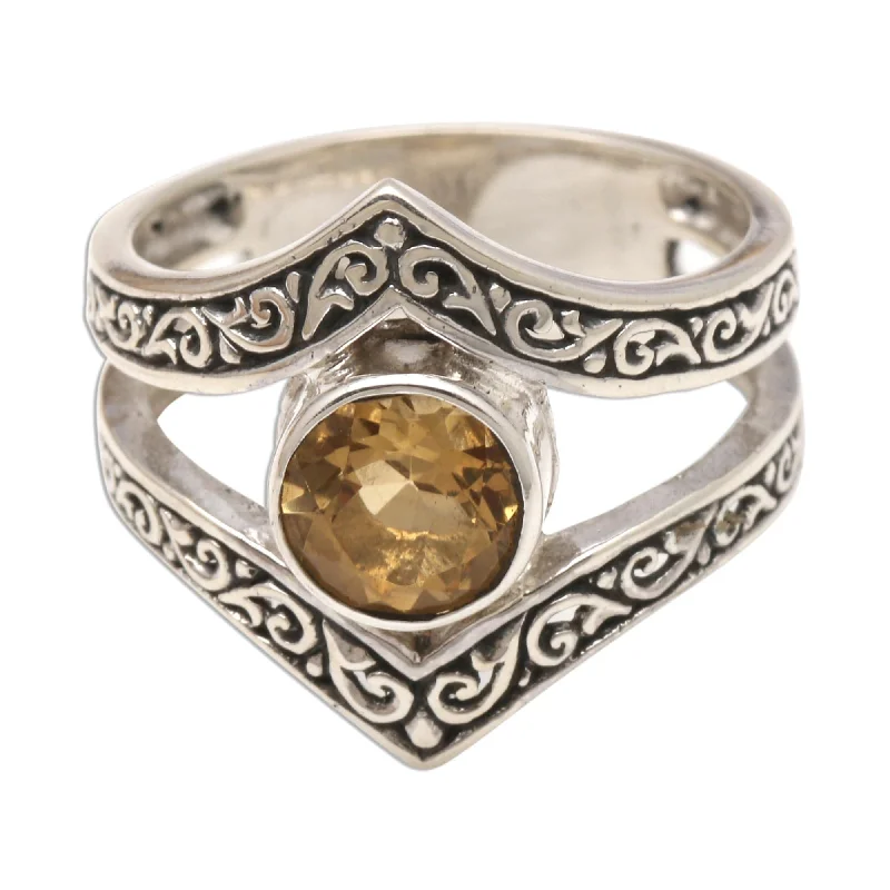 Women’s modern wedding rings-Novica Handmade Crown Of Sunshine Citrine Cocktail Ring