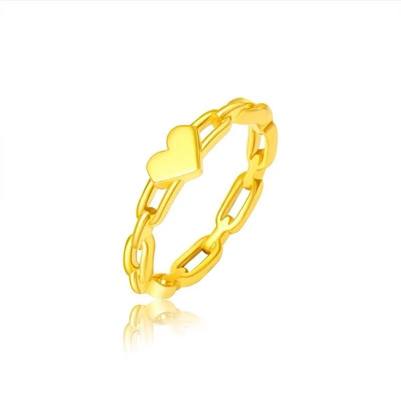 Golden Love Heart-Shaped Ring