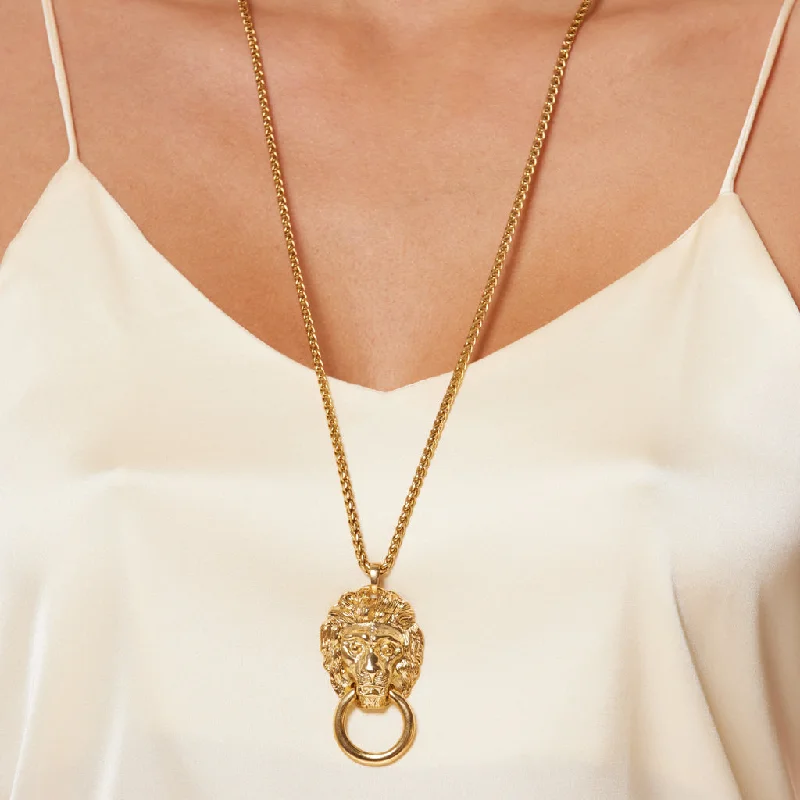 Women’s long pendant necklaces-Lion Head Pendant Necklace