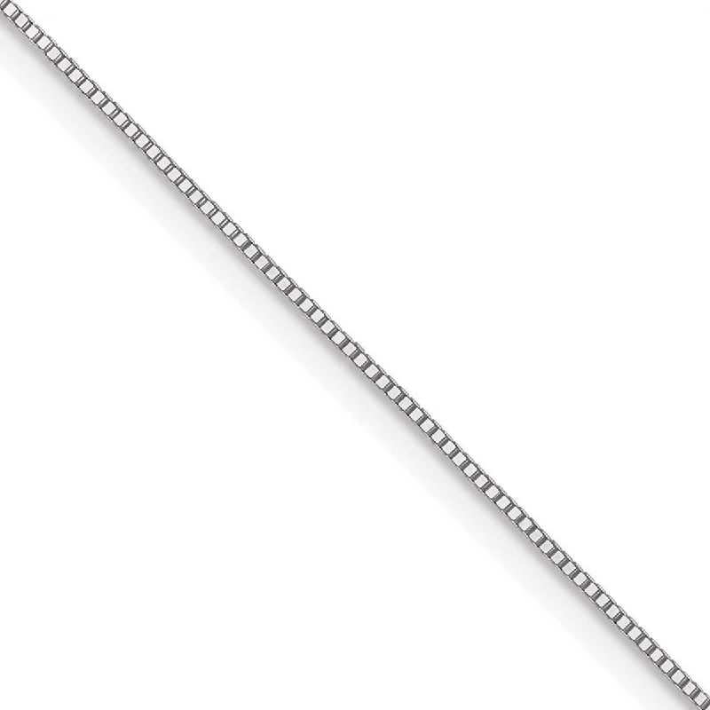 Women’s sterling silver wedding rings-Curata 10k White Gold 0.5mm Baby Box Chain Necklace (Spring-ring)