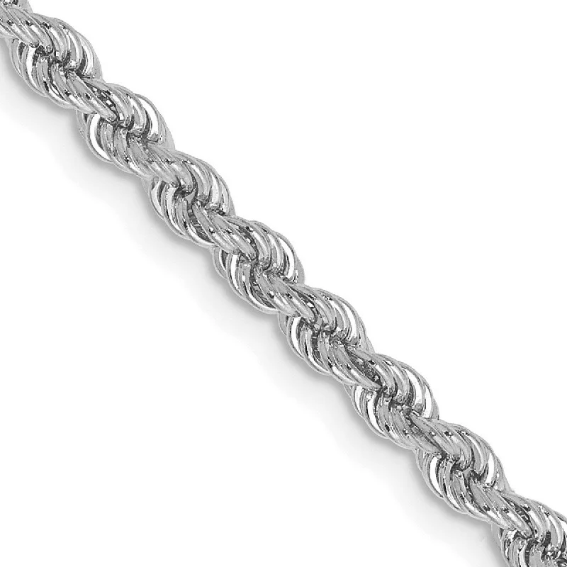 Women’s pearl bracelets-Curata 14k White Gold Solid 2.75mm Handmade Regular Rope Chain Bracelet