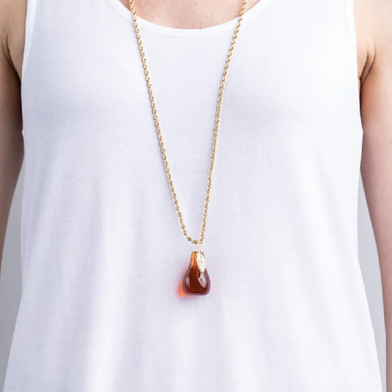 Women’s circle necklaces-Tortoise Pear Necklace