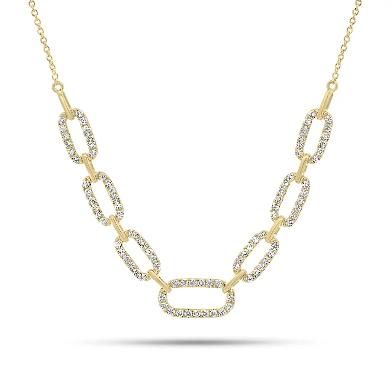 Women’s boho-style necklaces-Diamond Rectangle Links Fashion Necklace