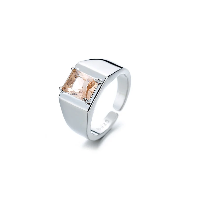 Brown Diamond Heavy Industry Ring (White Gold Color)