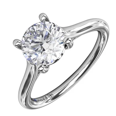 Women’s simple diamond engagement rings-Fana Classic Cathedral Solitaire Engagement Ring Setting in 14kt White Gold (.02ct tw)