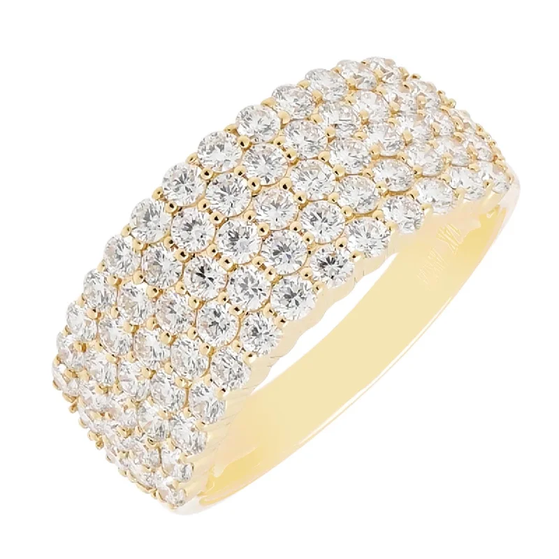 Women’s statement engagement rings-Five Row Diamond Ring in 14kt Yellow Gold (1 3/4ct tw)