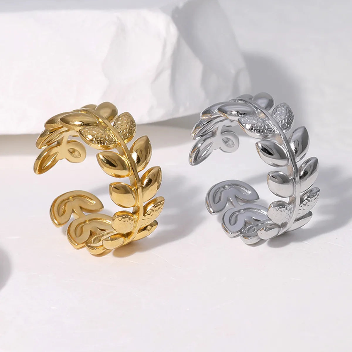 Women’s handmade rings-Sweet Leaf Stainless Steel Plating Gold Plated Open Rings