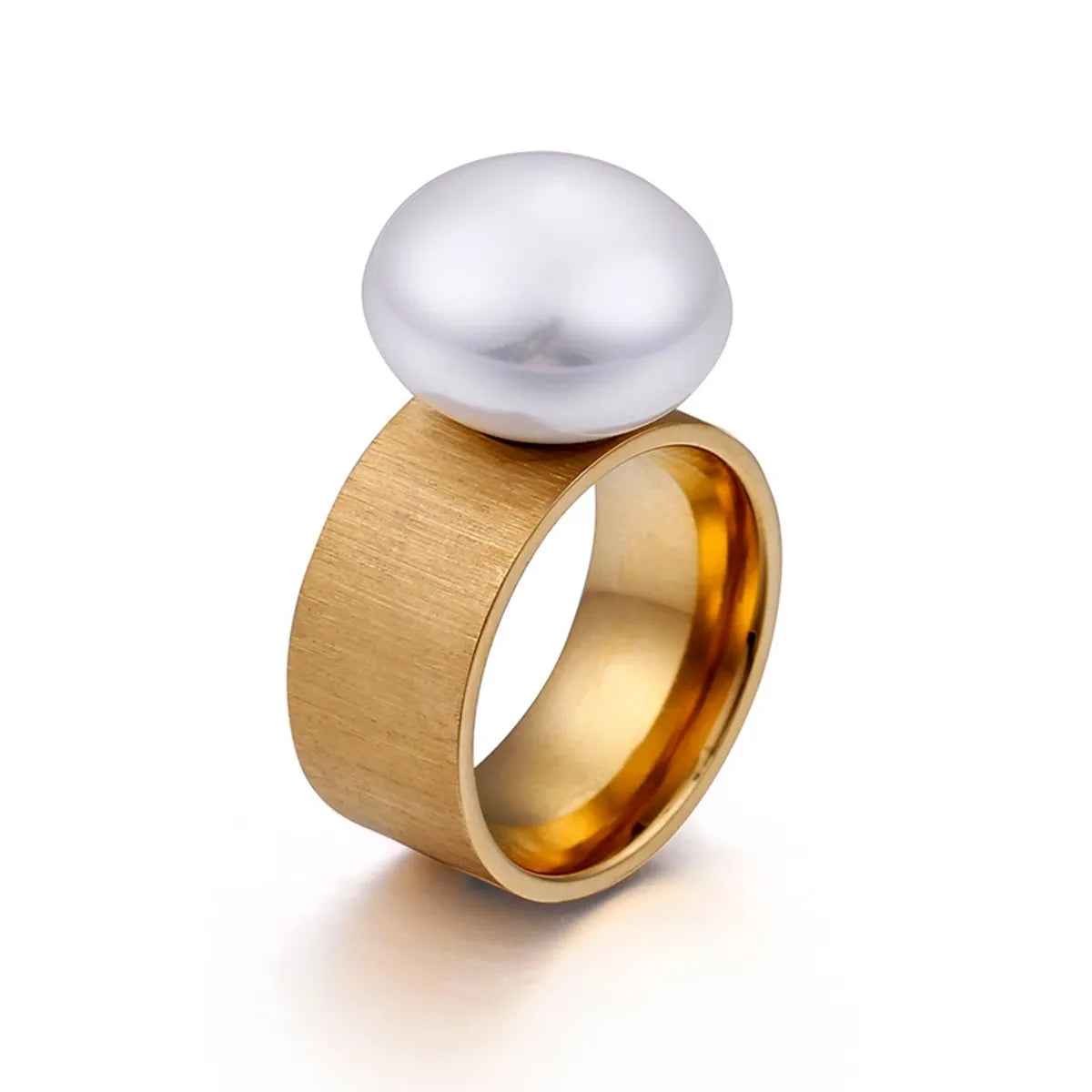 Women’s emerald engagement rings-New Fashion Simple 10mm Matte Pearl Stainless Steel Ring Wholesale Gooddiy