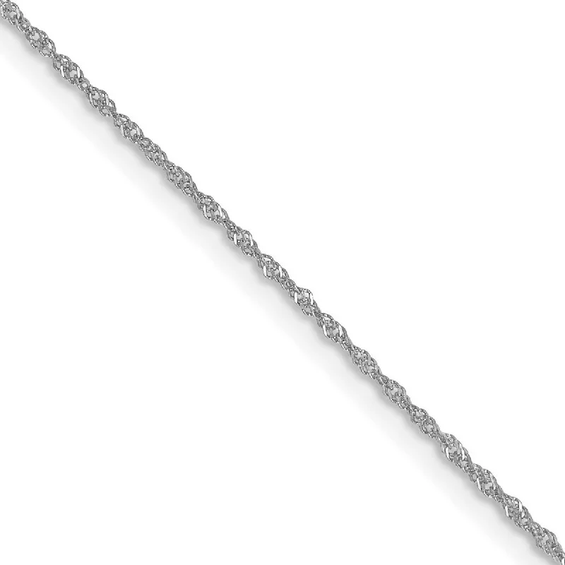 Women’s gemstone rings-Curata 10k White Gold 1mm Singapore Chain Necklace (Spring-ring)