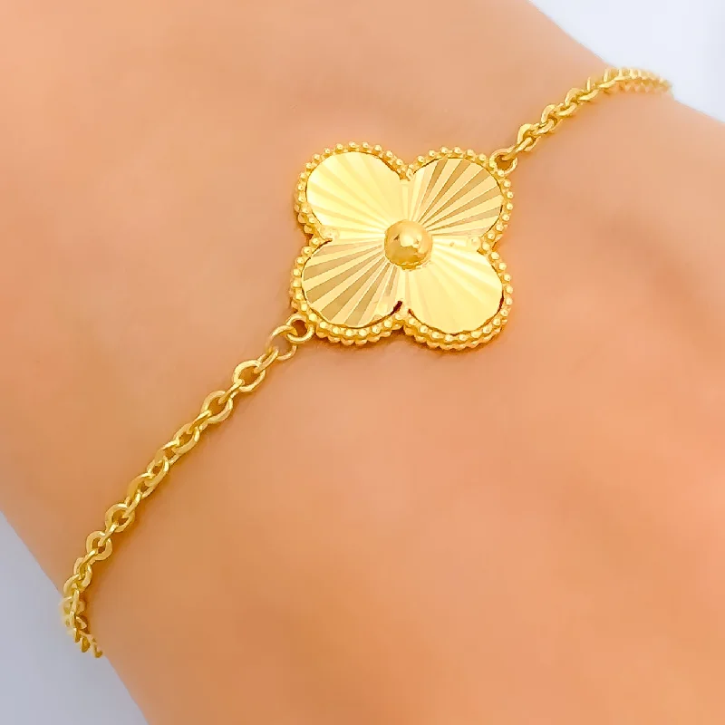 Women’s birthstone bangles-Dainty Shimmering 21k Gold Bracelet