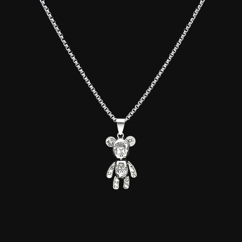 Small Size Violent Bear Titanium Steel Necklace 70cm