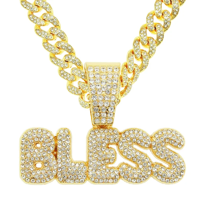 Gold (Letters)-with 5525 Models 50cm Cuban Link Chain