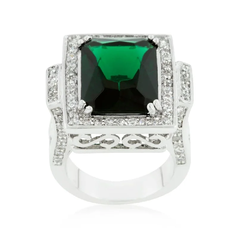 Women’s men’s style rings-Emerald Green Classic Cocktail Ring