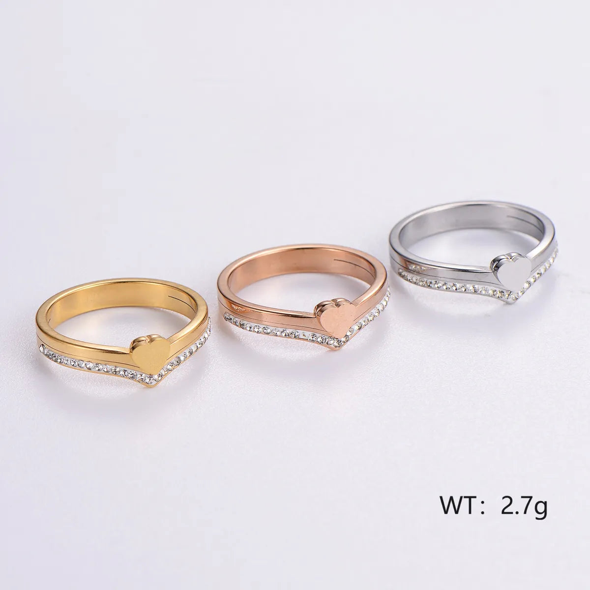 Women’s silver gemstone rings-Casual Heart Shape Stainless Steel Plating 18k Gold Plated Rose Gold Plated Rings