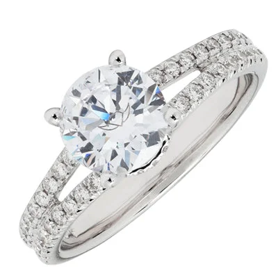 Women’s wide-band engagement rings-Martin Flyer Diamond Engagement Setting in 14kt White Gold (1/3ct tw)