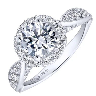 Women’s custom fit engagement rings-Gabriel Tansy Halo Diamond Engagement Ring Setting in 14kt White Gold (7/8ct tw)