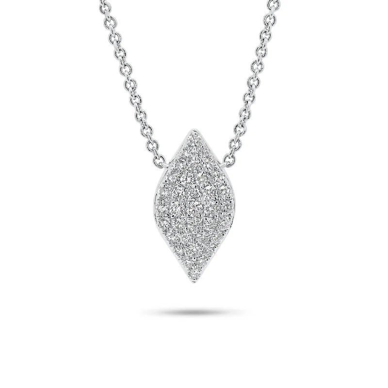 Women’s heart necklaces-Pave Diamond Marquise Pendant Necklace