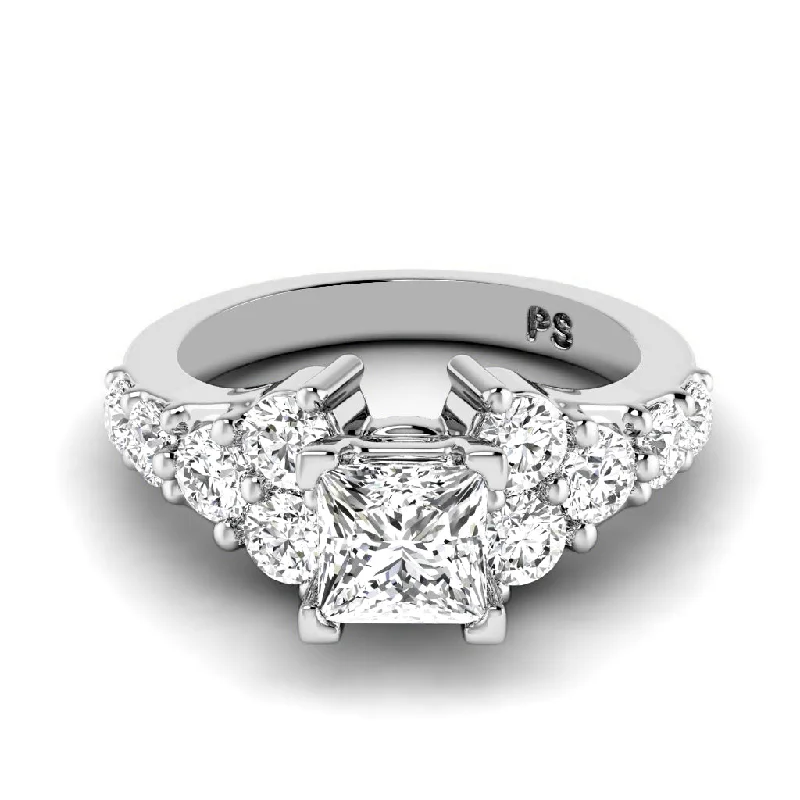 Women’s art deco engagement rings-1.75-2.90 CT Round & Princess Cut Diamonds - Engagement Ring