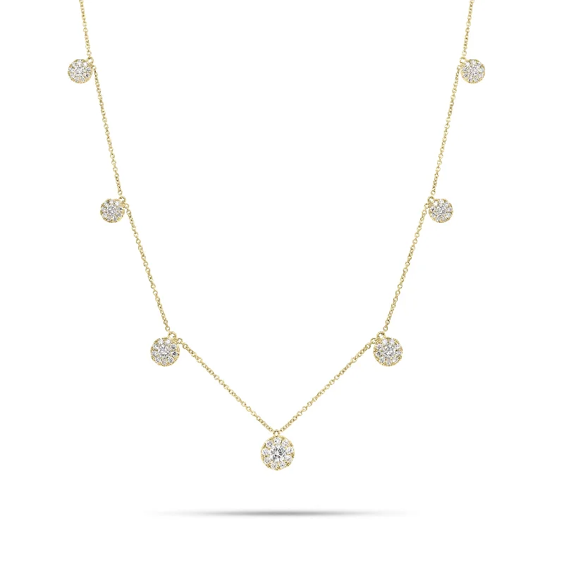 Women’s boho gold necklaces-Pave Diamond Mini Discs Necklace