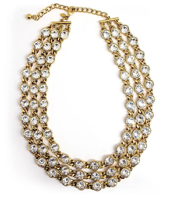 Women’s vintage-style necklaces-Gold and Crystal Necklace