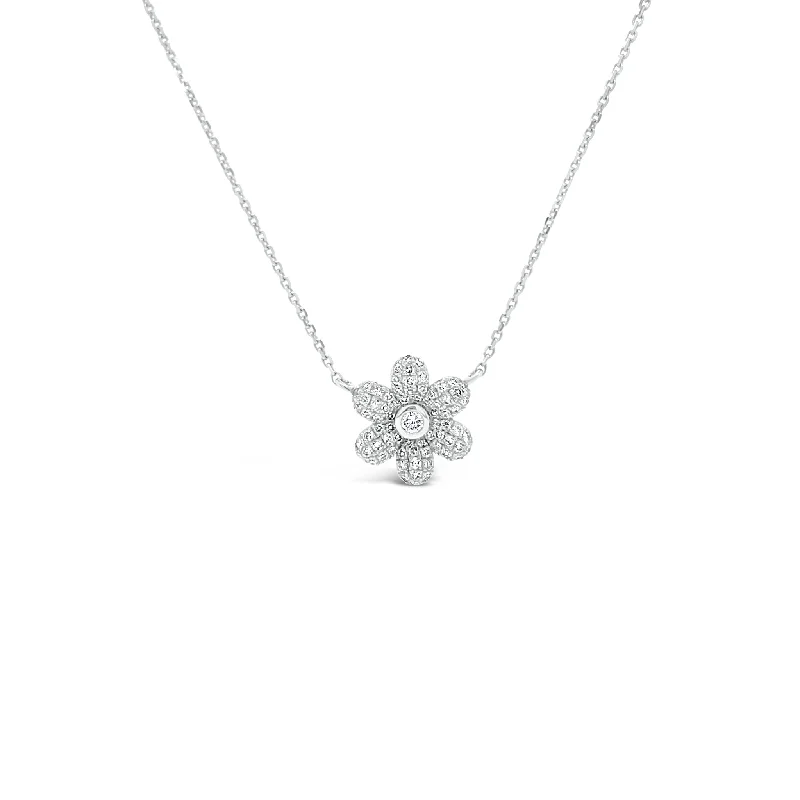 Women’s diamond pendant necklaces-Diamond Daisy Necklace