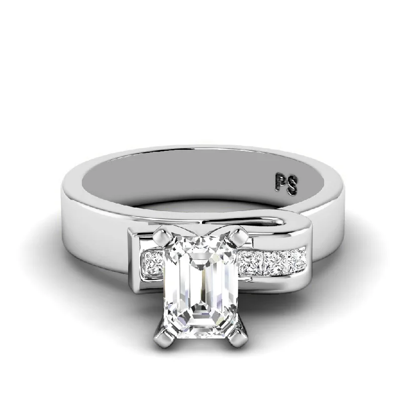 Women’s dual diamond engagement rings-0.45-1.60 CT Princess & Emerald Cut Diamonds - Engagement Ring