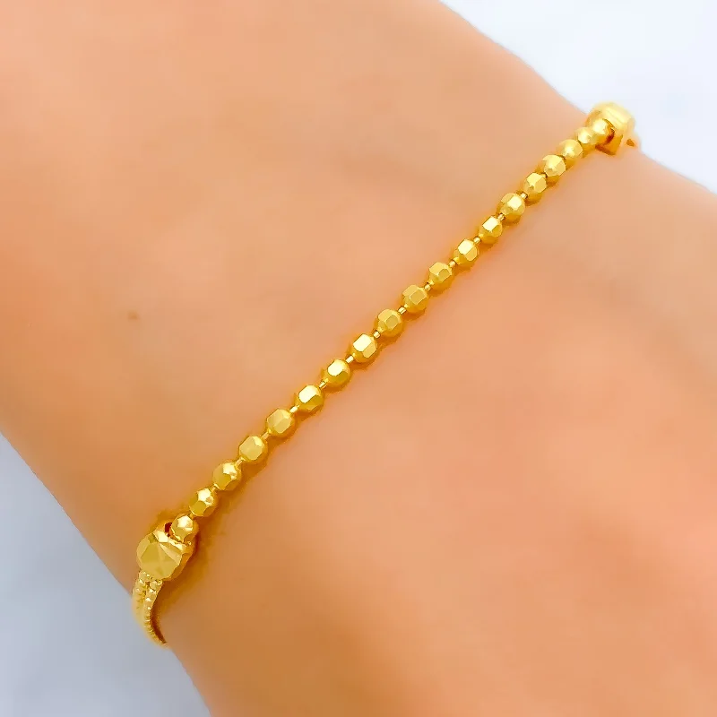 Women’s pearl bangles-Petite Beaded Gold 22k Gold Bracelet