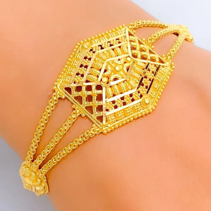 Women’s sterling silver bangles-Opulent Adorned 22k Gold Bracelet