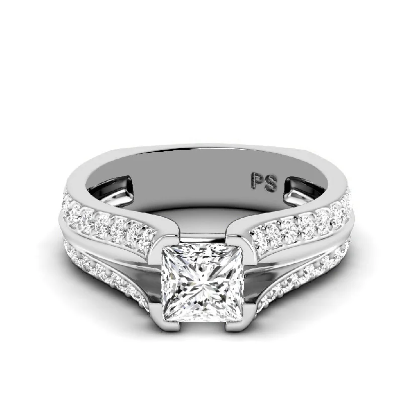 Women’s engagement rings with cushion diamonds-1.35-2.50 CT Round & Princess Cut Diamonds - Engagement Ring