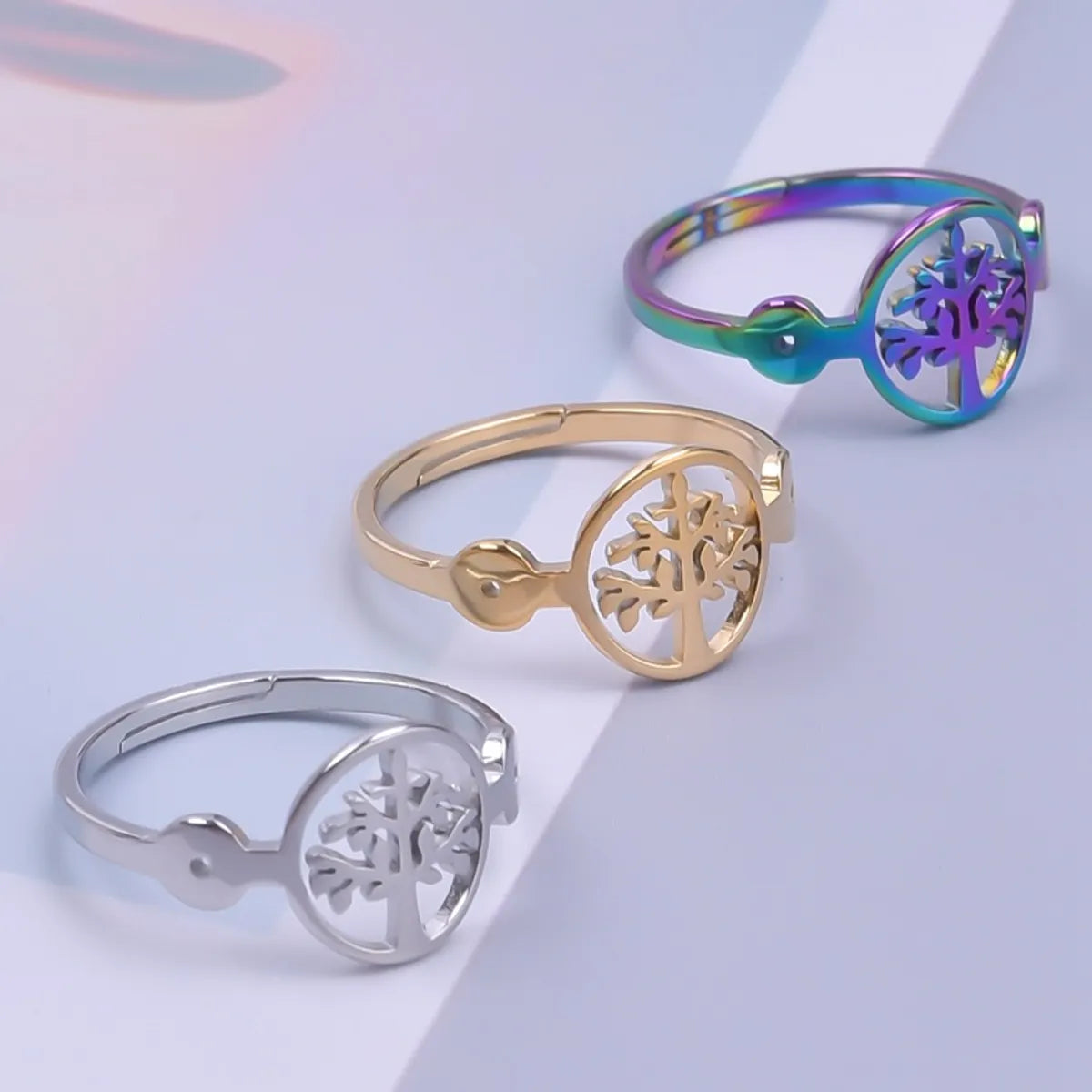 Women’s unique gemstone rings-Commute Solid Color Stainless Steel Plating Gold Plated Rings