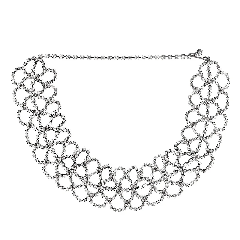 Women’s tennis necklaces-Gunmetal Crystal Lace Choker