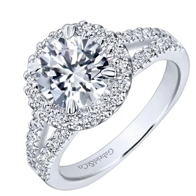 Women’s diamond halo engagement rings-Gabriel Drew Diamond Halo Engagement Ring Setting in 14kt White Gold (1/2ct tw)