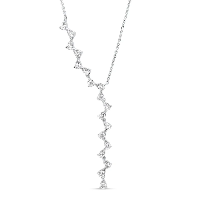 Women’s heart-shaped diamond necklaces-Diamond Asymmetric Lariat Necklace