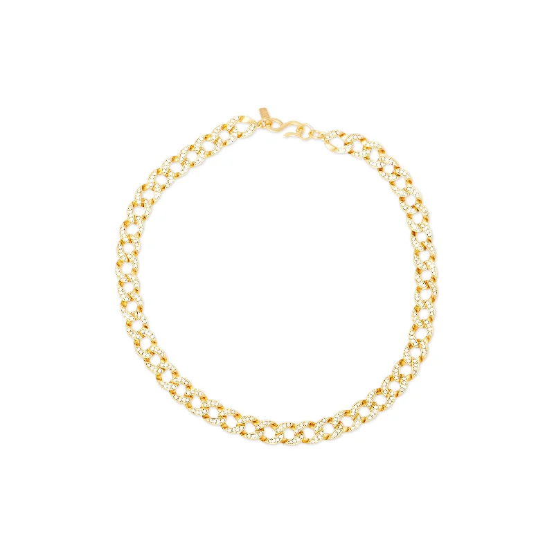 Women’s zodiac necklaces-Gold & Crystal Chain Link Necklace